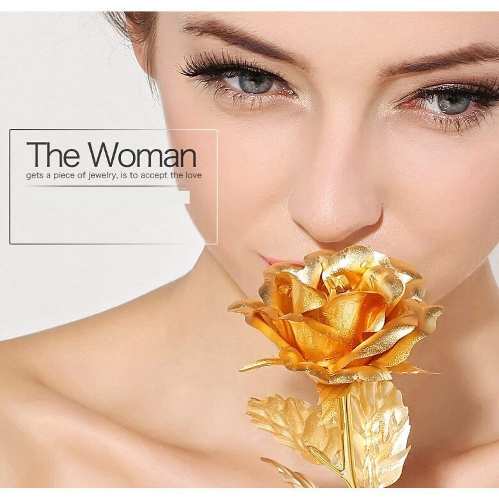 Luxury Decorative Gold Plated Artificial Golden Rose With Premium Box